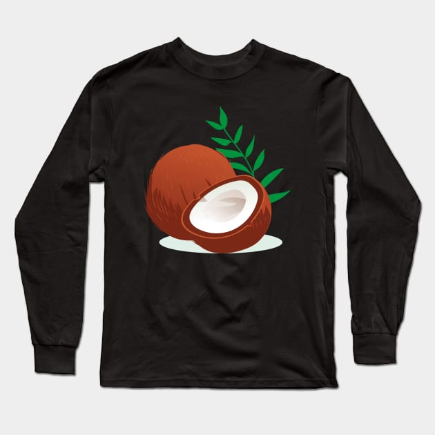 Coconut Long Sleeve T-Shirt by Mako Design 